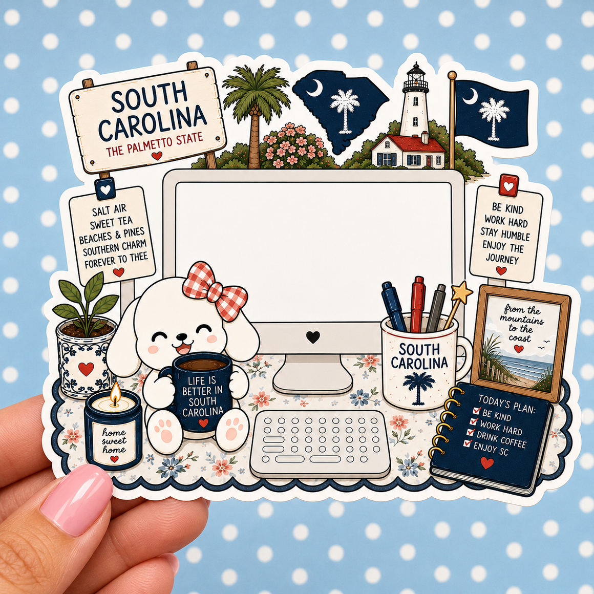 South Carolina State Desktop — Waterproof Die Cut Decal