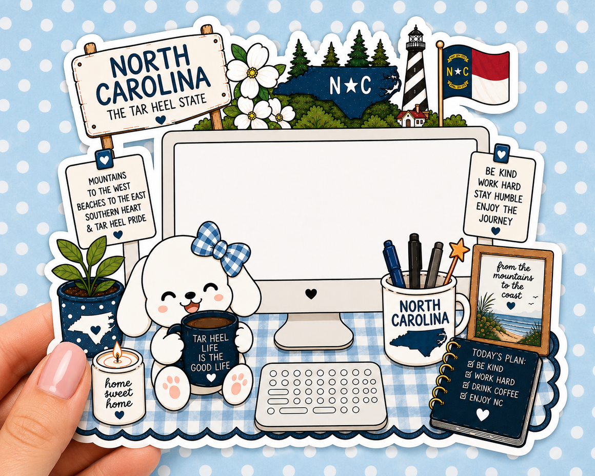 North Carolina State Desktop — Waterproof Die Cut Decal