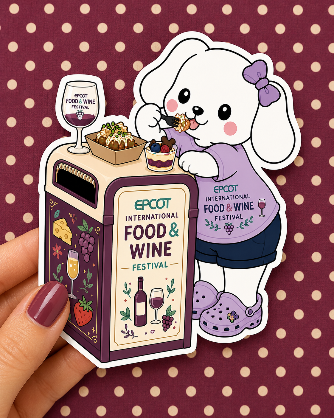 Winnie at Food and Wine Festival — Waterproof Die Cut Decal
