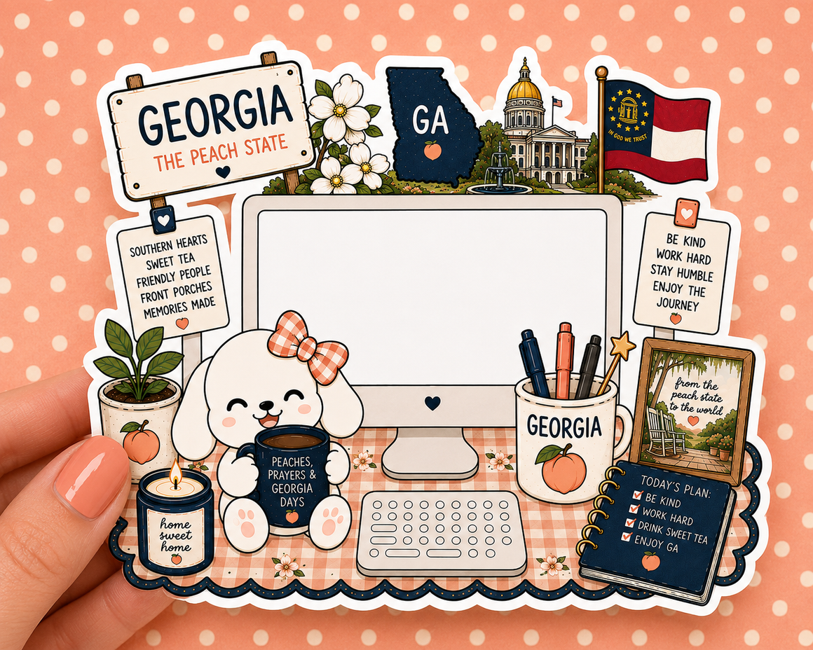Georgia State Desktop — Waterproof Die Cut Decal