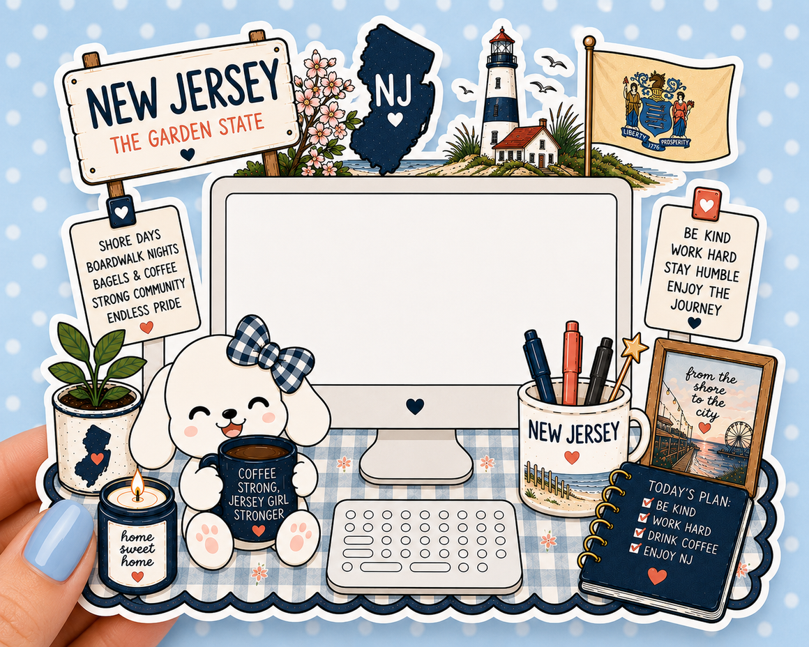 New Jersey State Desktop — Waterproof Die Cut Decal