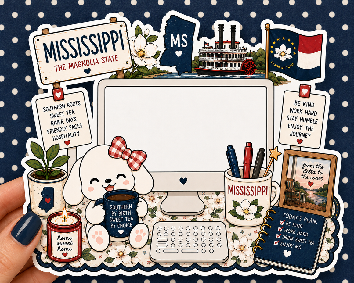 Mississippi State Desktop — Waterproof Die Cut Decal