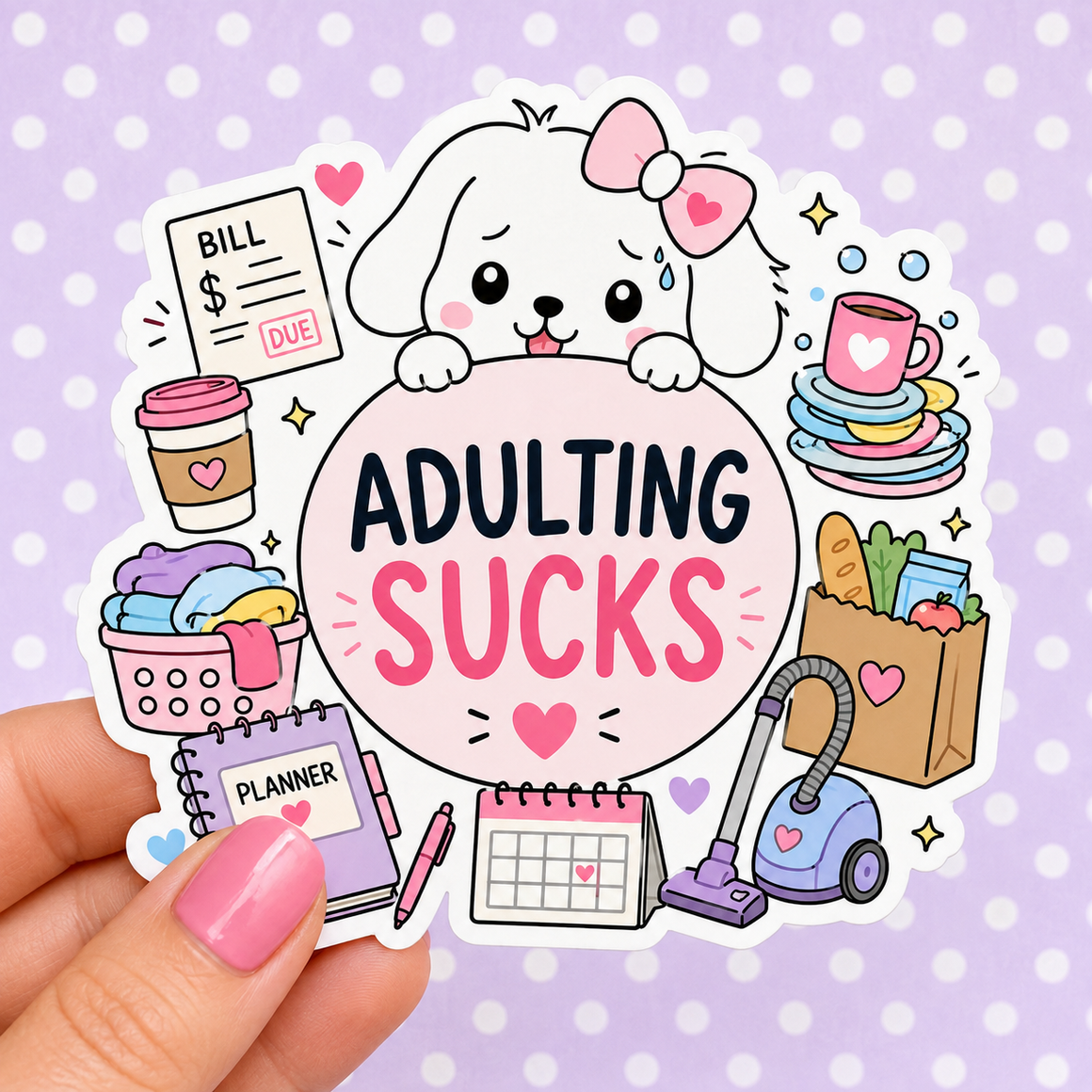 Adulting Sucks — Waterproof Die Cut Decal