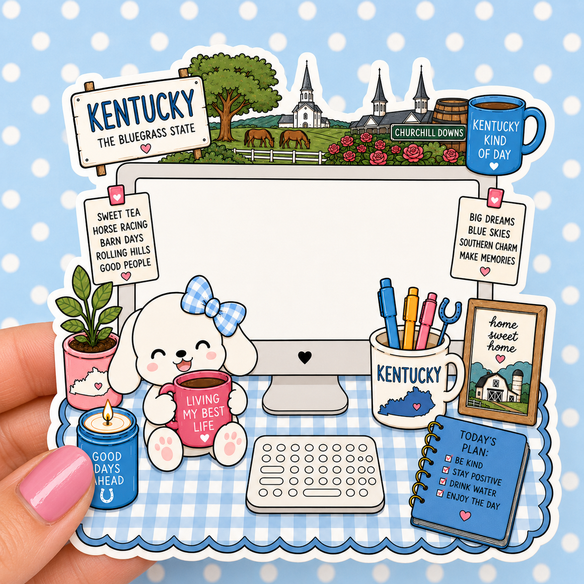 Kentucky State Desktop — Waterproof Die Cut Decal