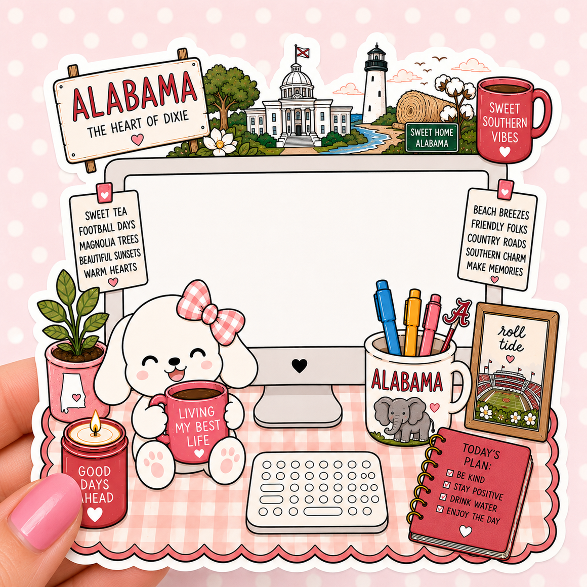 Alabama State Desktop — Waterproof Die Cut Decal