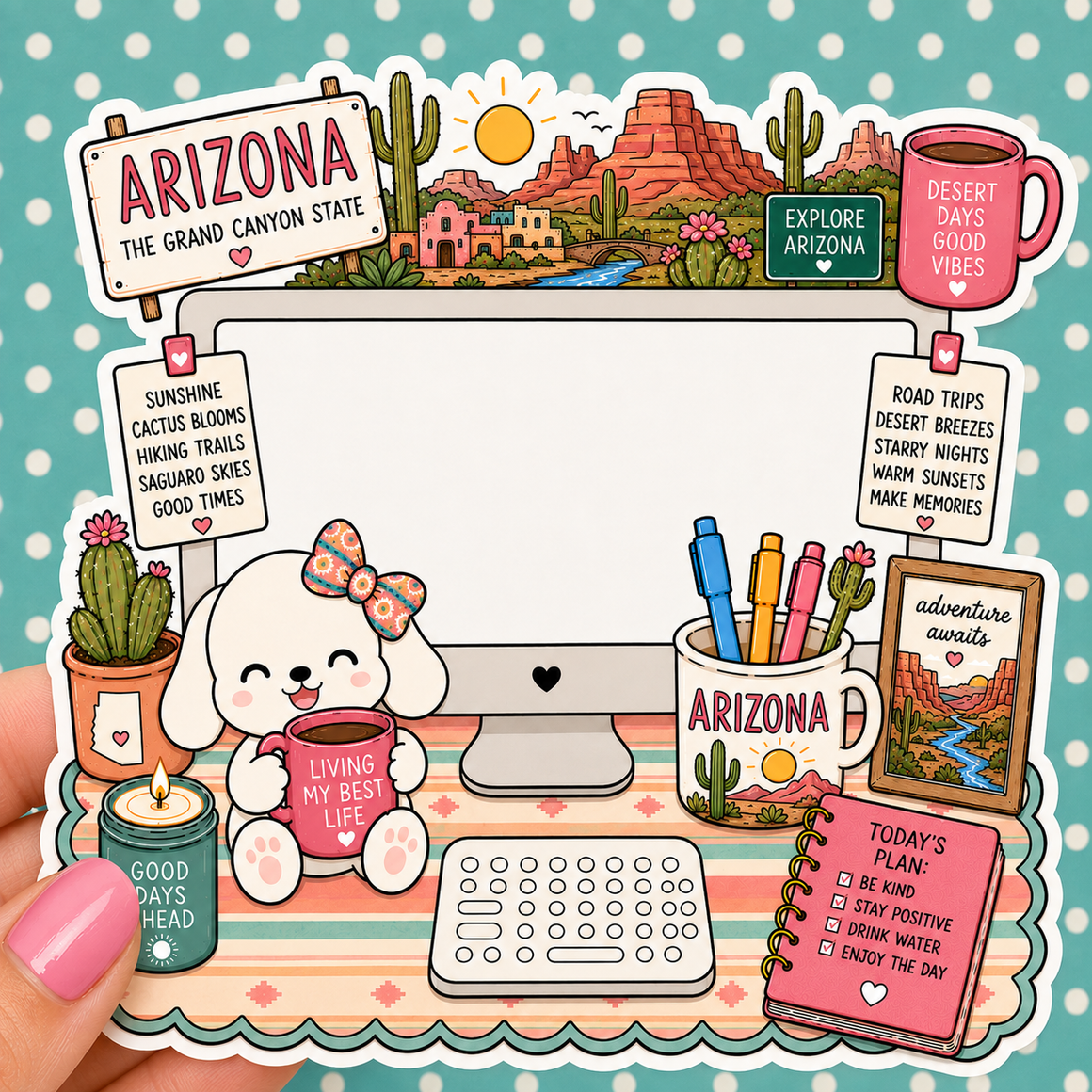 Arizona State Desktop — Waterproof Die Cut Decal