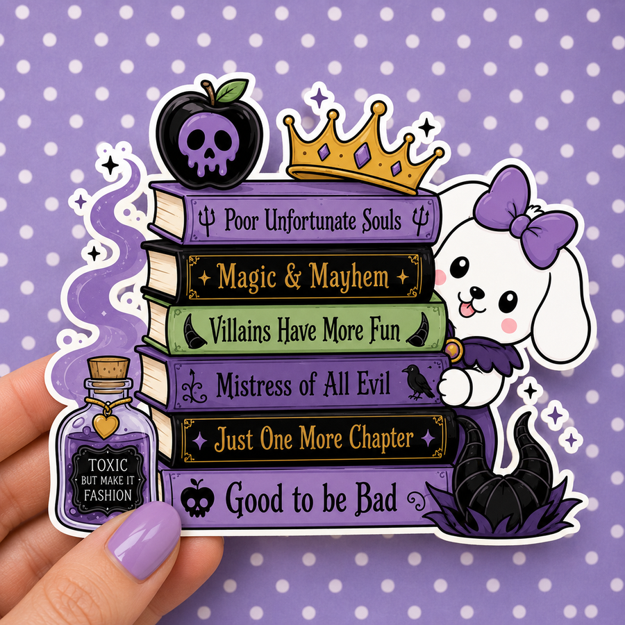 Villains Bookstack — Waterproof Die Cut Decal