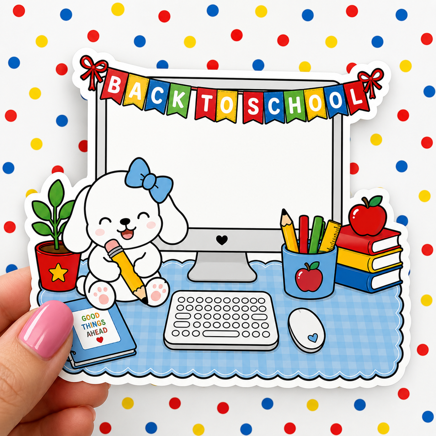 Back to School Desktop — Waterproof Die Cut Decal