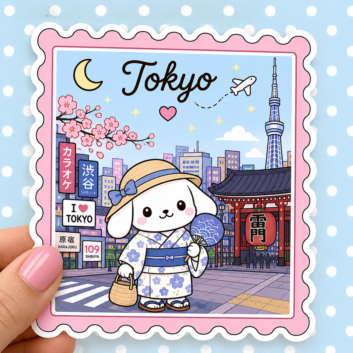 Tokyo Postage Stamp Winnie — Waterproof Die Cut Decal
