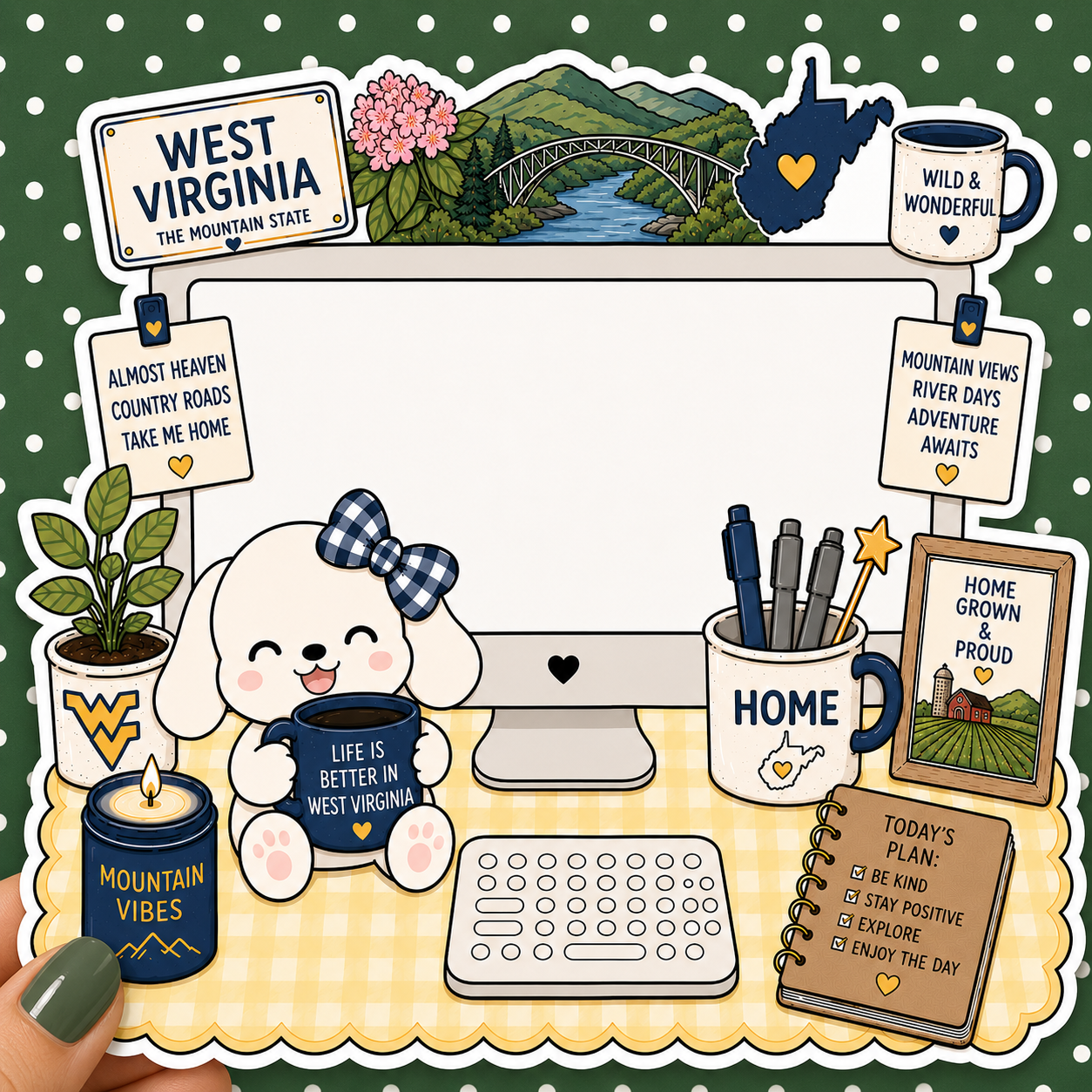 West Virginia Desktop — Waterproof Die Cut Decal