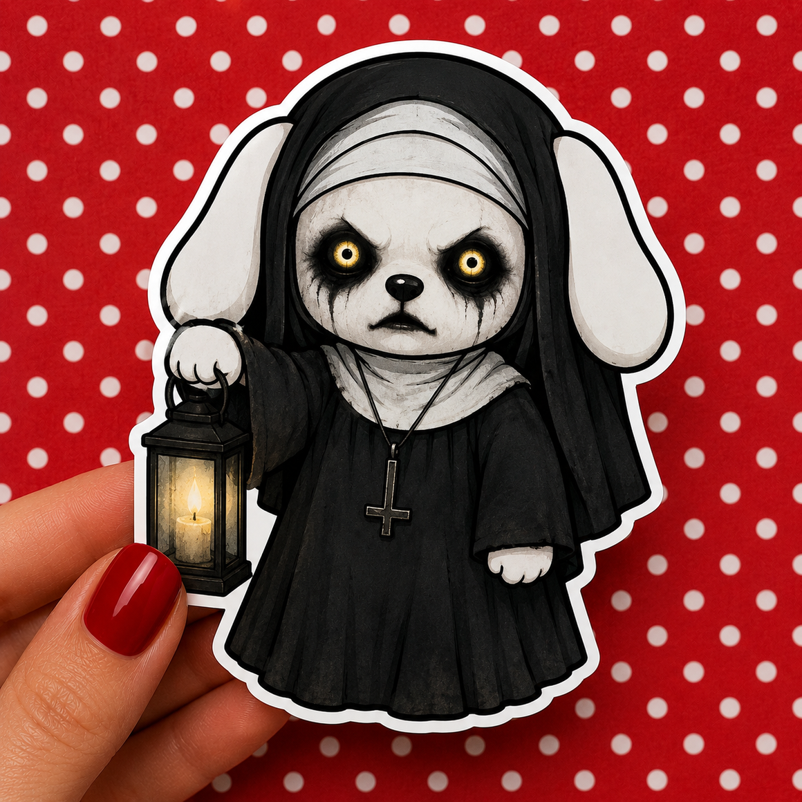 Winnie as The Nun — Waterproof Die Cut Decal