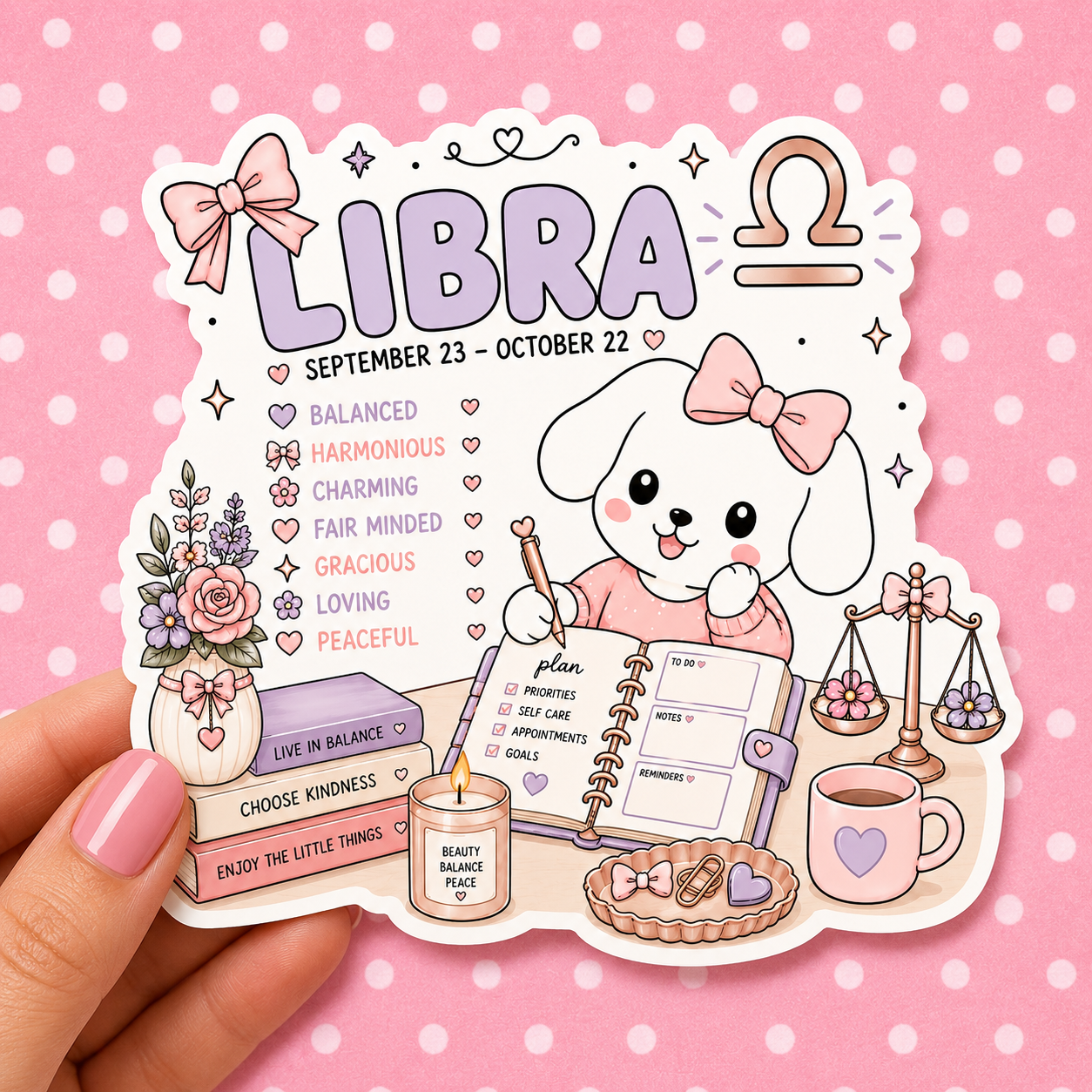 Libra Zodiac Sign Winnie — Waterproof Die Cut Decal