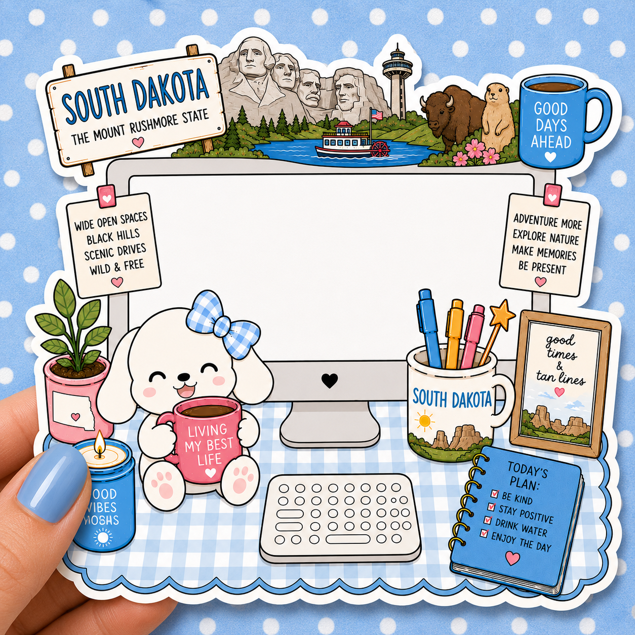 South Dakota State Desktop — Waterproof Die Cut Decal