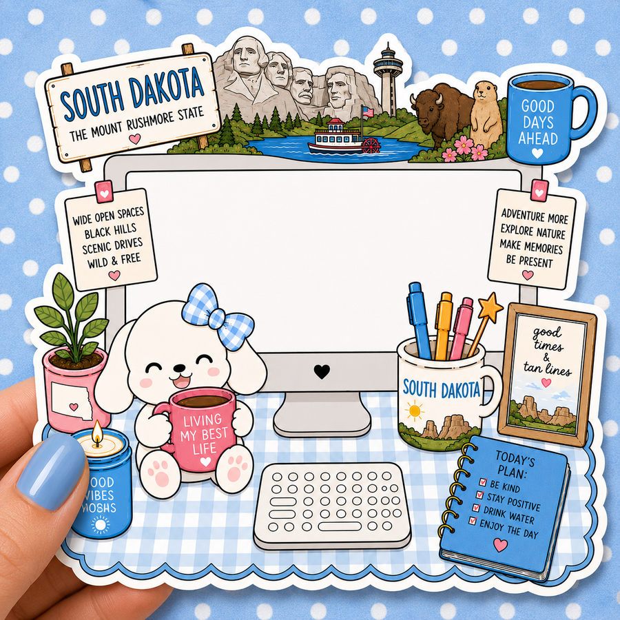 South Dakota State Desktop — Waterproof Die Cut Decal
