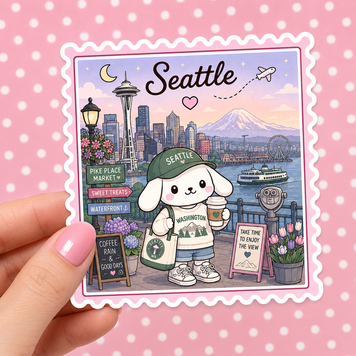 Seattle Postage Stamp — Waterproof Die Cut Decal