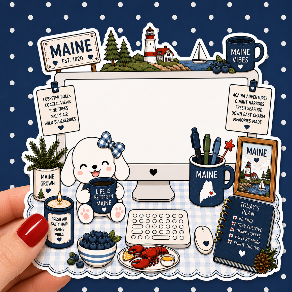 Maine State Desktop — Waterproof Die Cut Decal