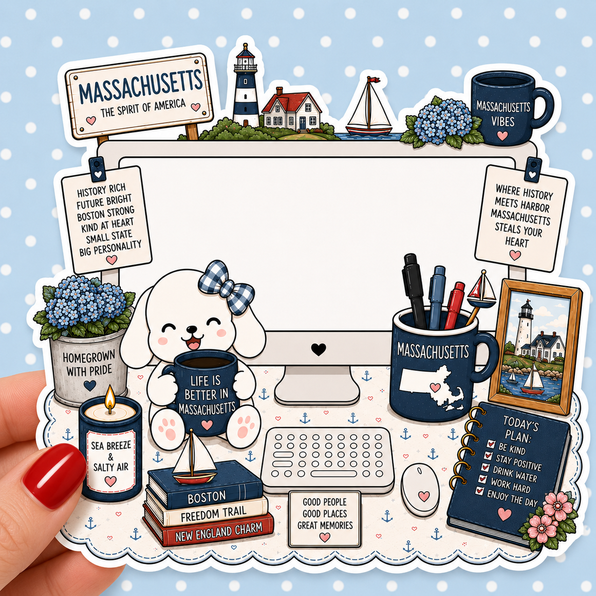 Massachusetts State Desktop — Waterproof Die Cut Decal