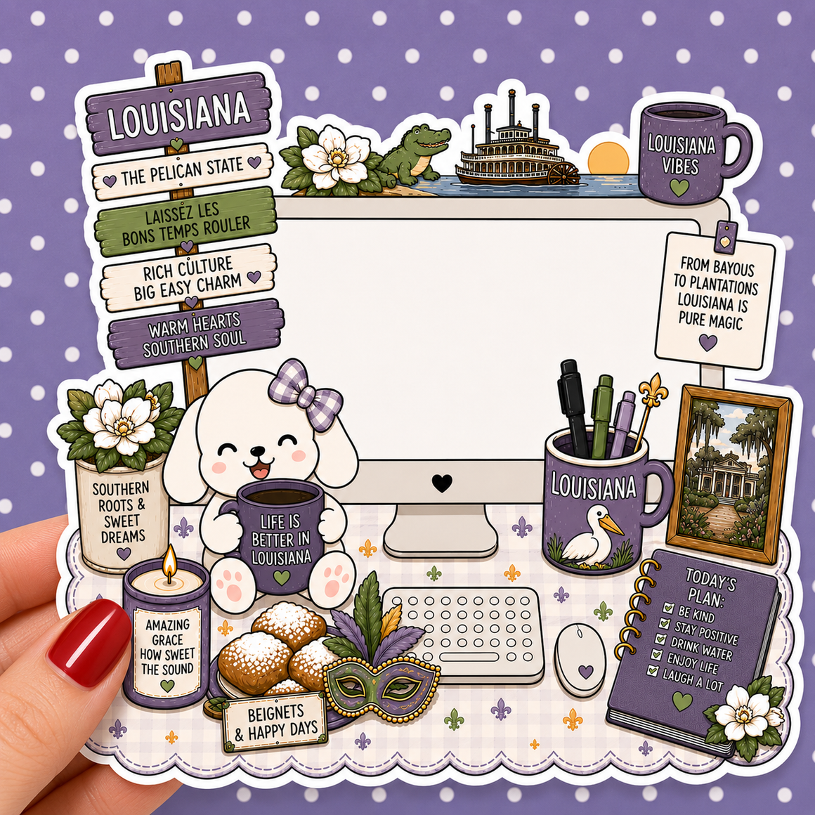 Louisiana State Desktop — Waterproof Die Cut Decal