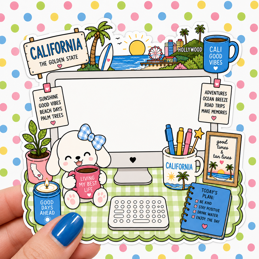 California Desktop — Waterproof Die Cut Decal