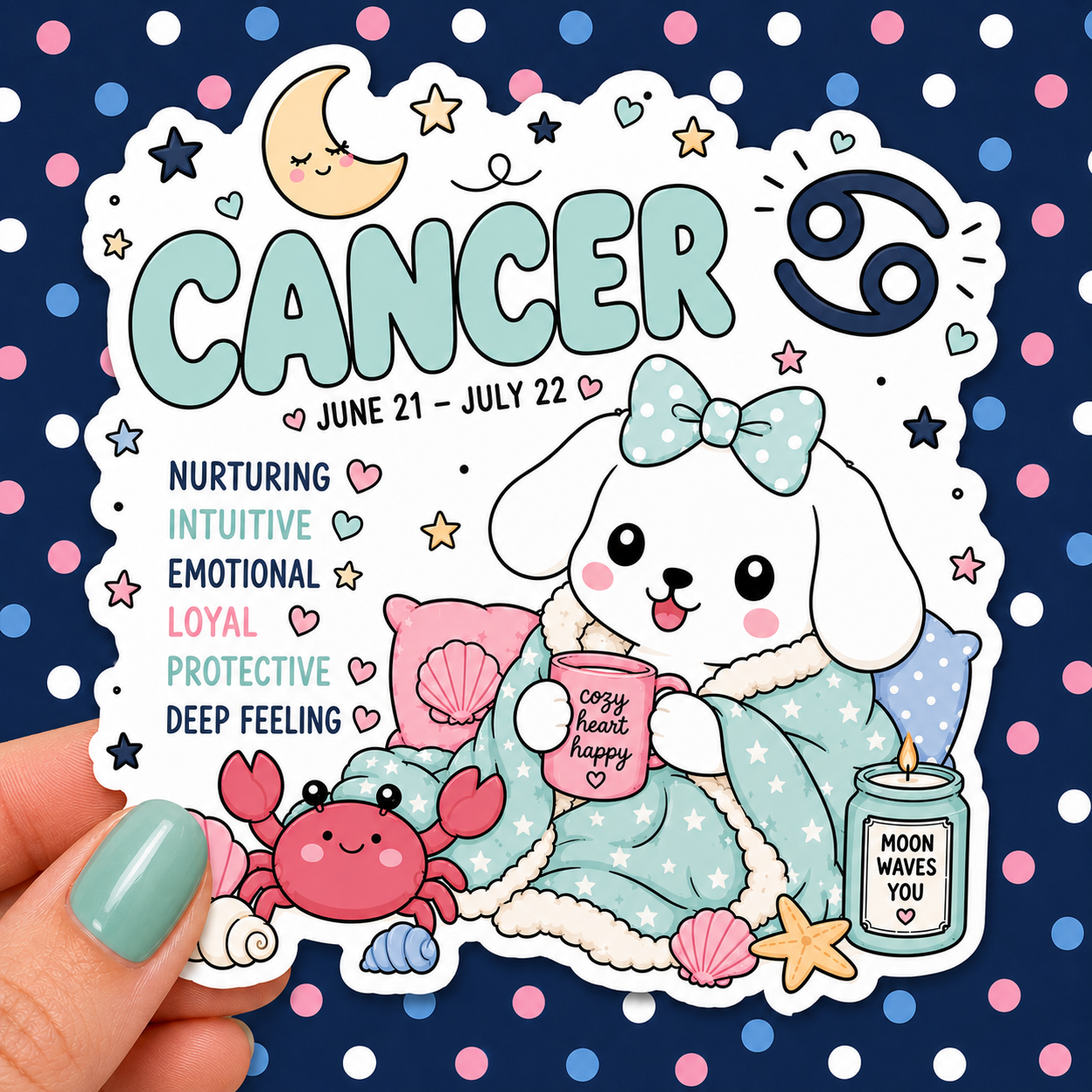 Cancer Zodiac Sign Winnie — Waterproof Die Cut Decal