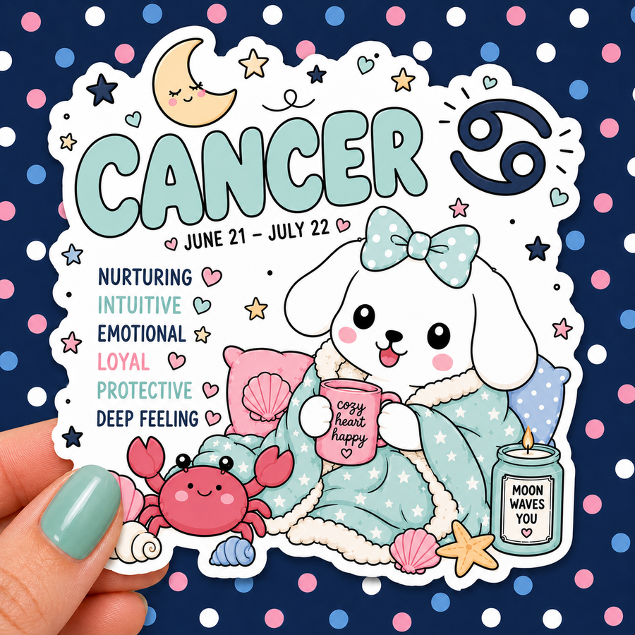 Cancer Zodiac Sign Winnie — Waterproof Die Cut Decal