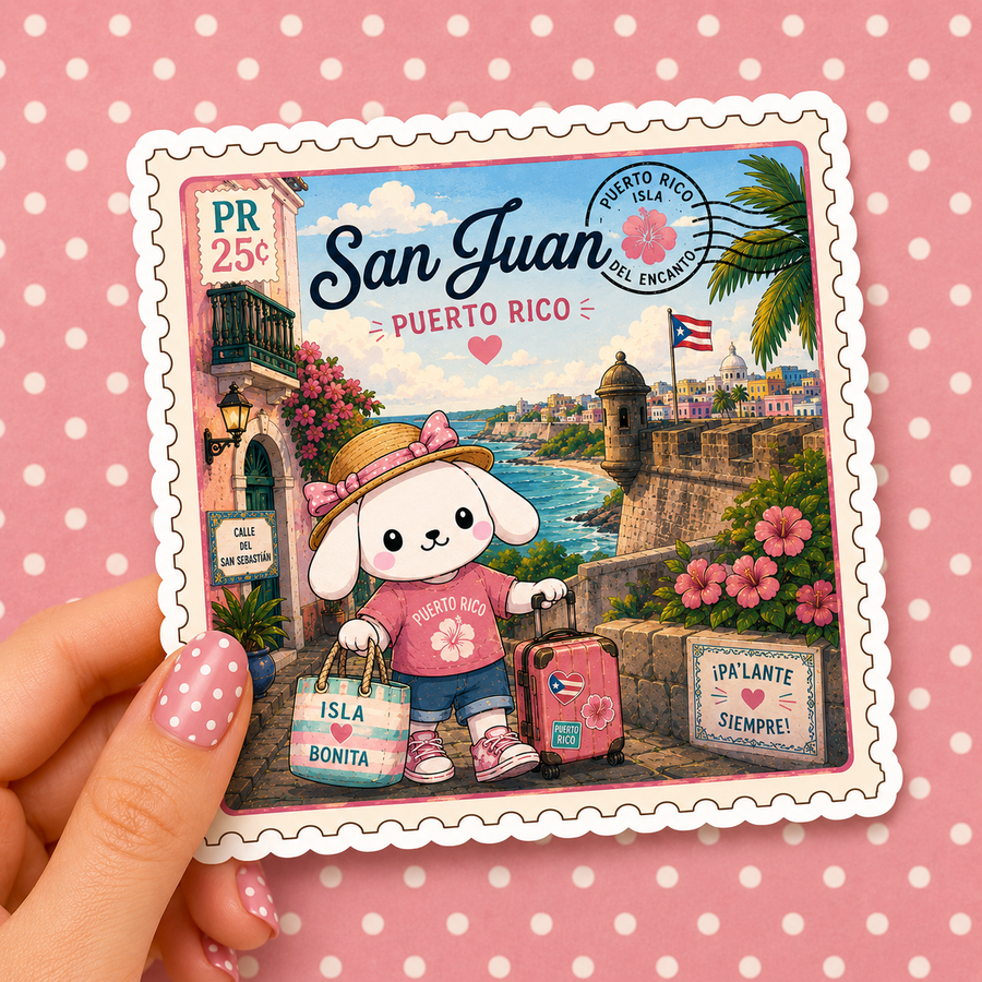 Winnie Travels to Puerto Rico Vinyl Sticker – Waterproof Die Cut Decal