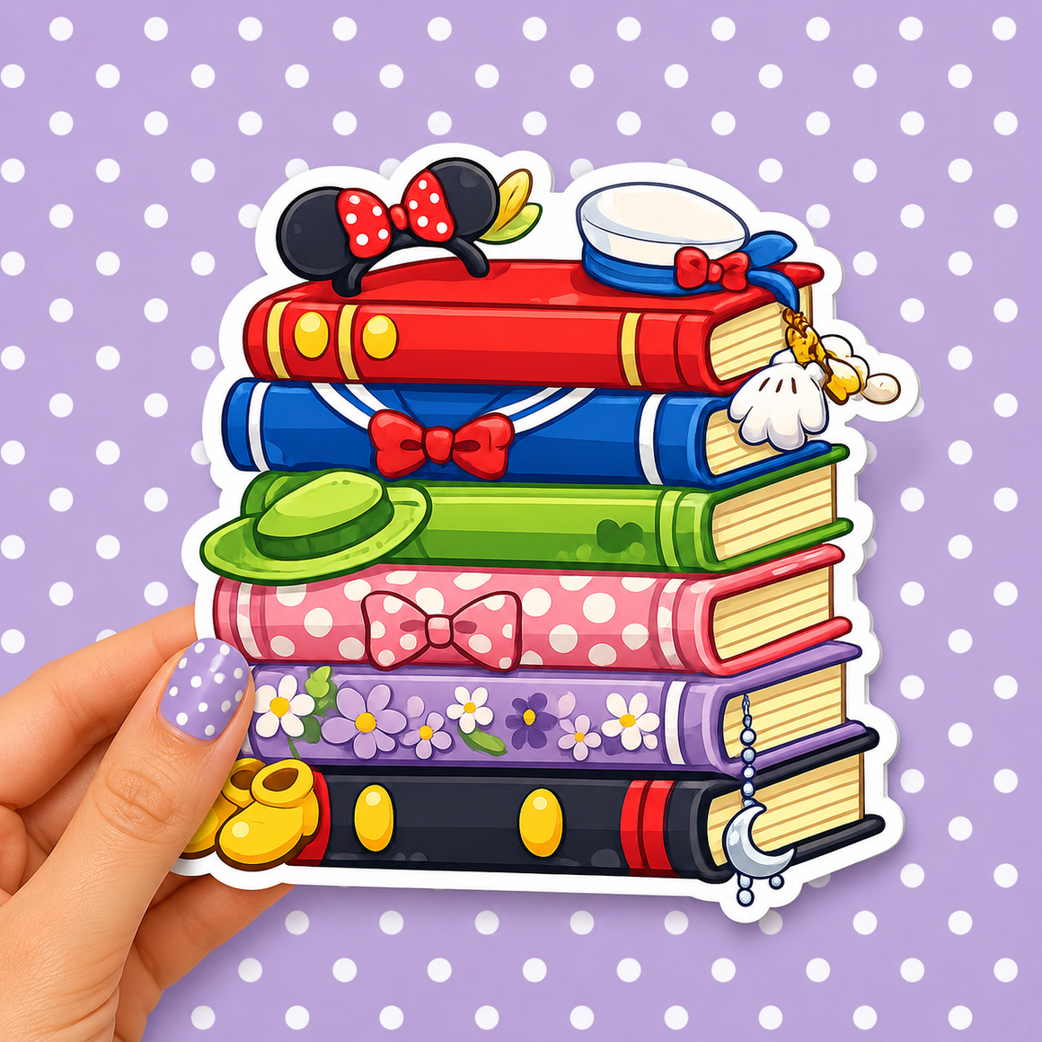 Fab 6 Bookstack — Waterproof Die Cut Decal