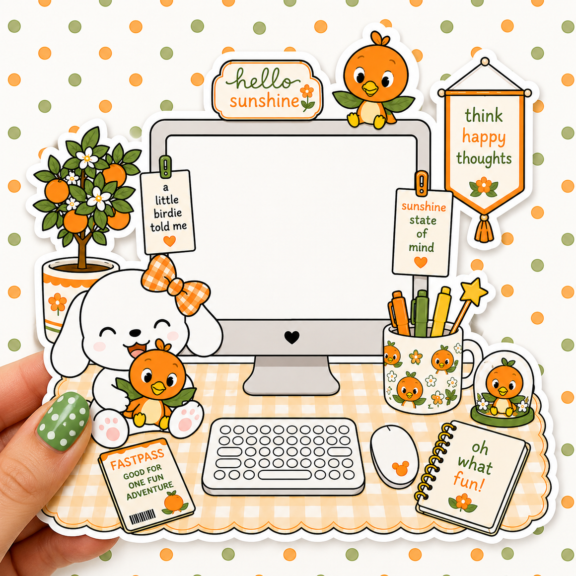 Orange Bird Desktop — Waterproof Die Cut Decal