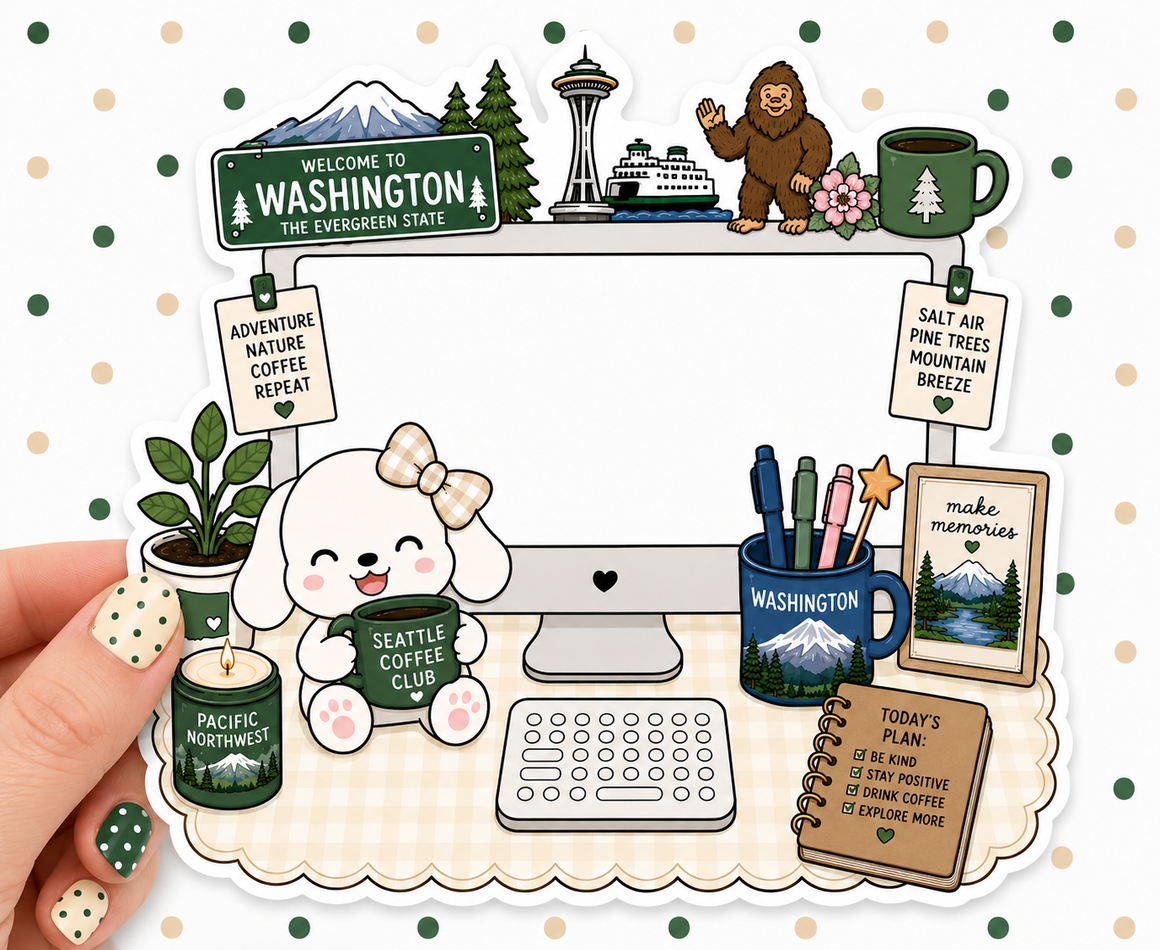 Washington State Desktop — Waterproof Die Cut Decal