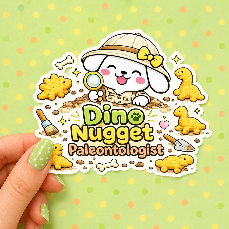 Dino Nugget Paleontologist Vinyl Decal Sticker | Funny Dinosaur Gift | Waterproof Sticker