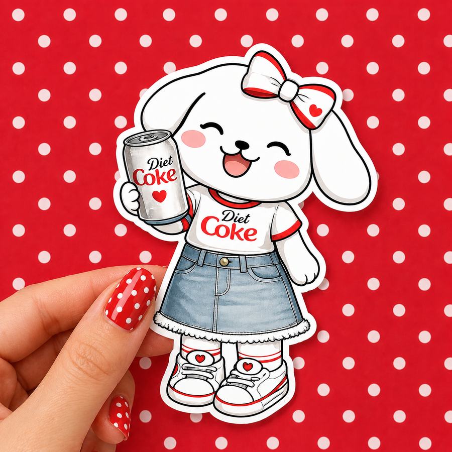 Diet Coke Winnie Vinyl Sticker – Waterproof Die Cut Decal