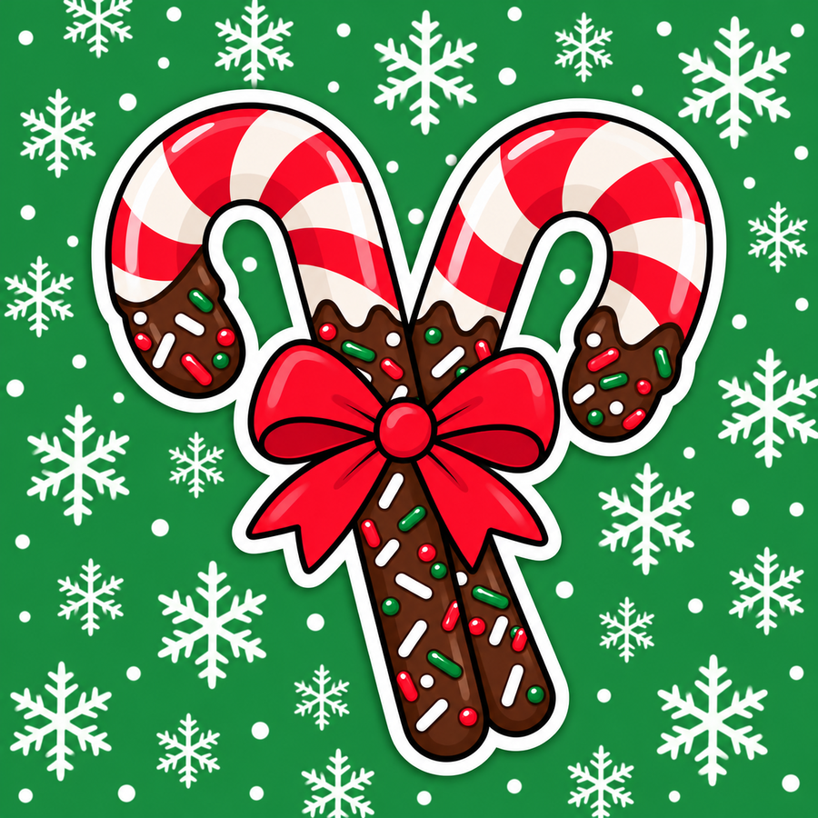 Festive Candy Canes Vinyl Decal