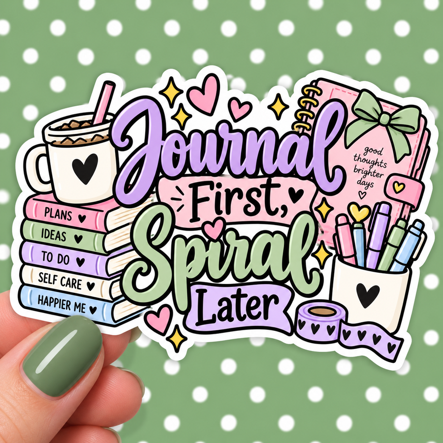 Journal First Spiral Later Vinyl Decal