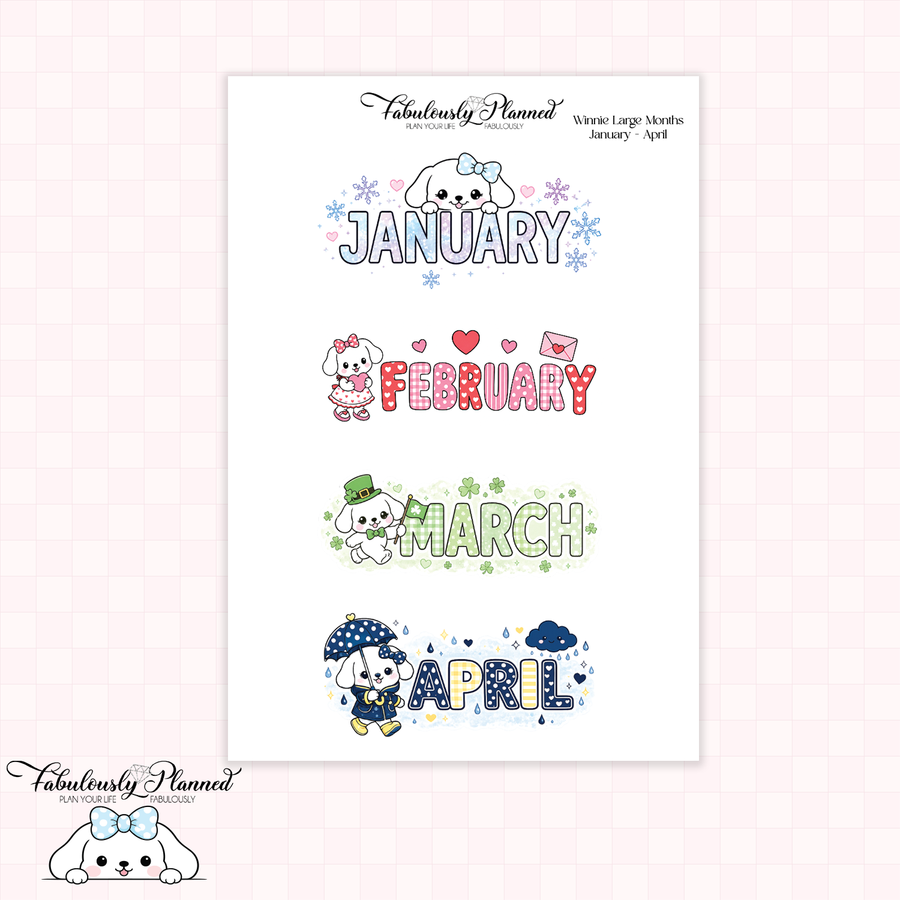 Winnie Large Month Stickers | January-April