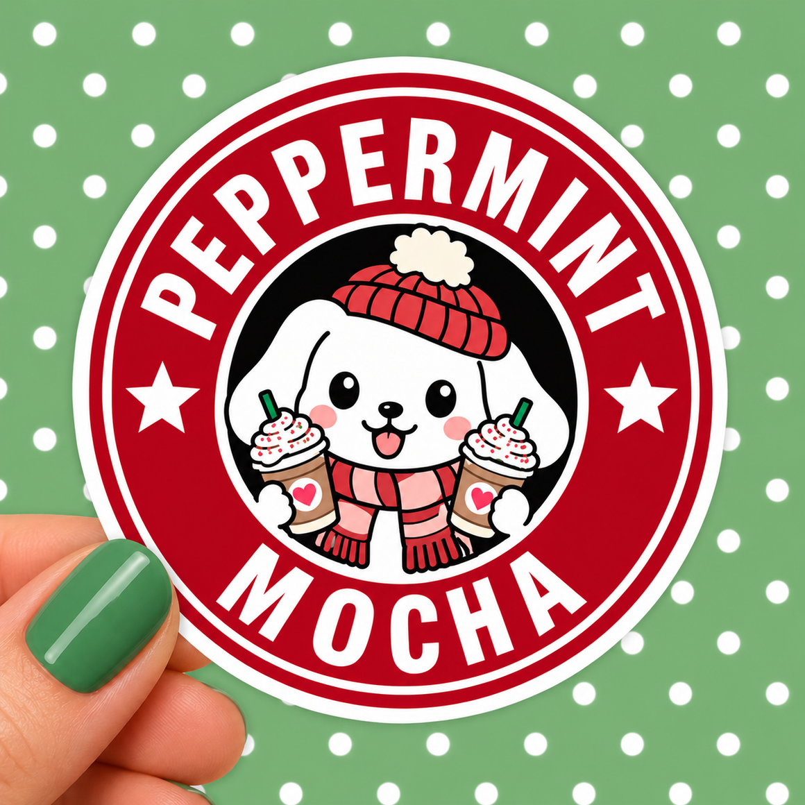 Peppermint Mocha Winnie Vinyl Decal