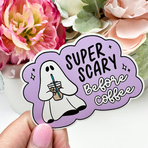 Scary Before Coffee Vinyl Decal
