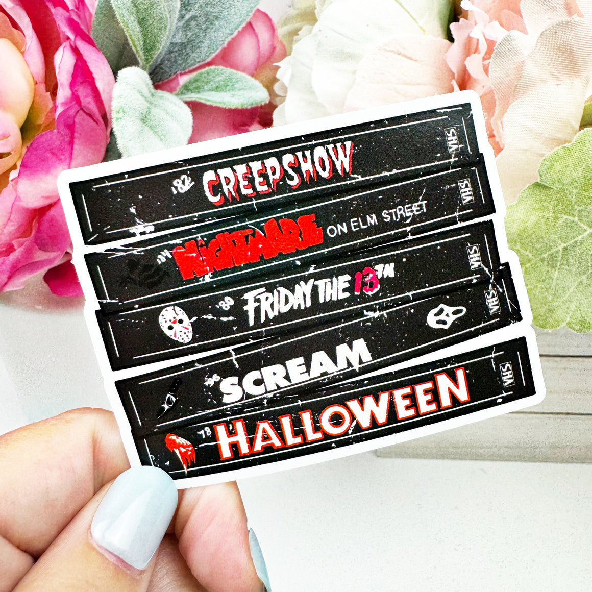 Scary Movie VHS Stack Vinyl Decal
