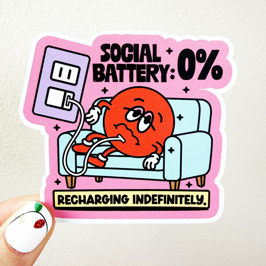 Social Battery 0% Vinyl Decal