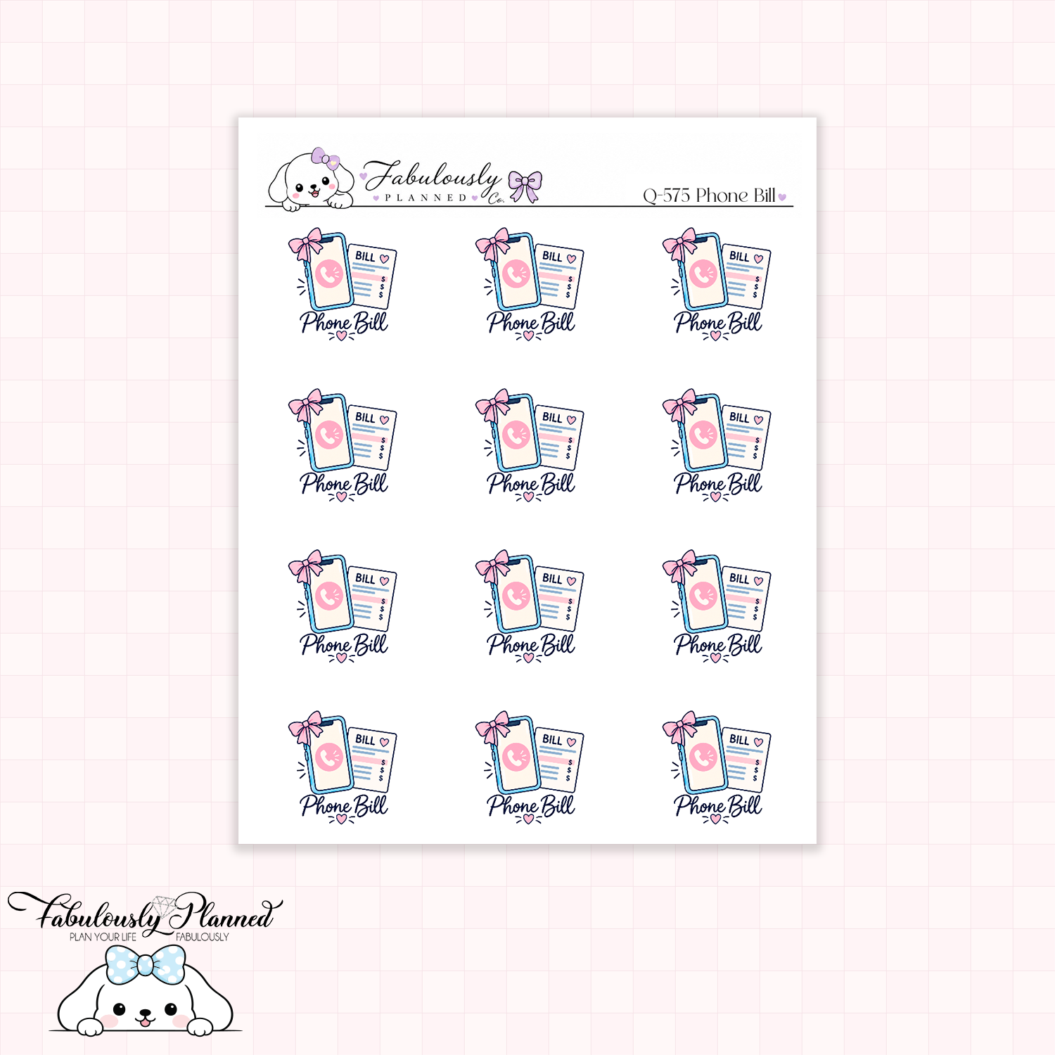 Phone Bill Planner Stickers