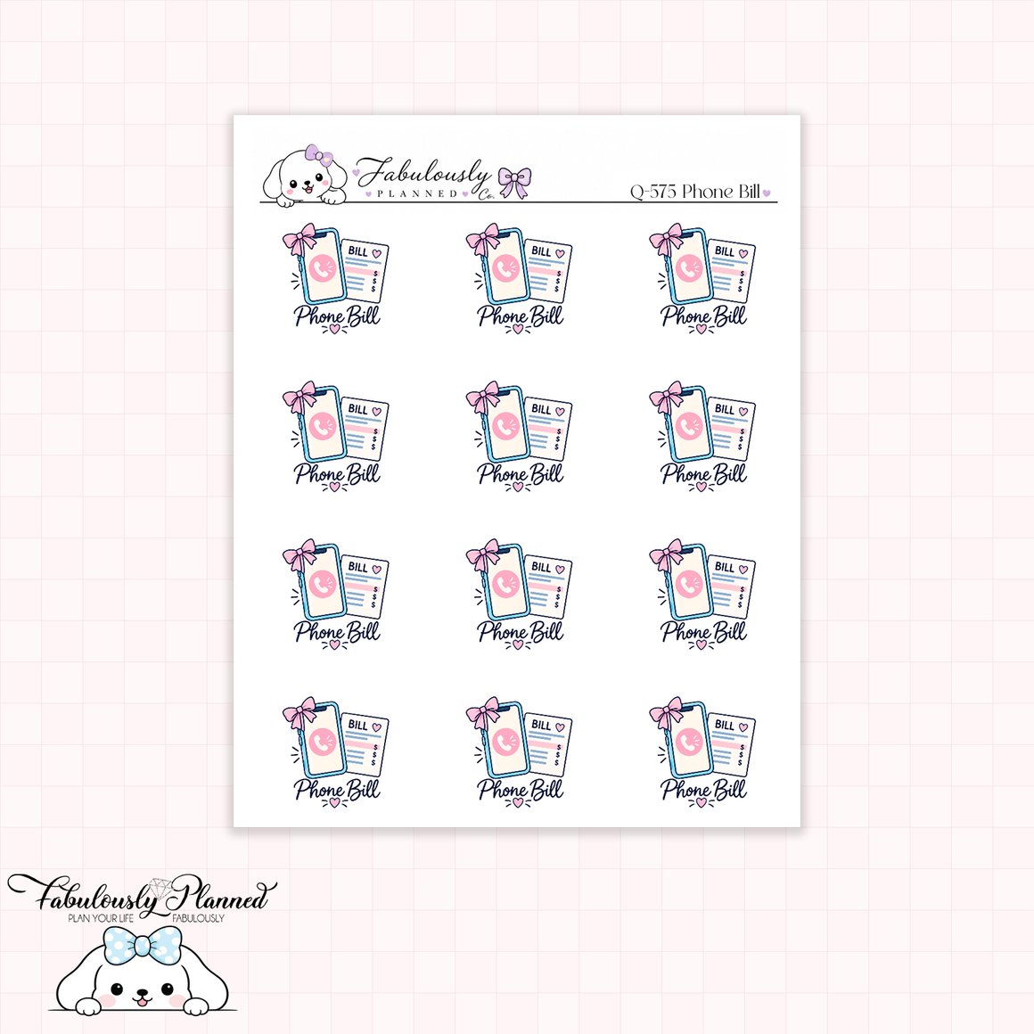 Phone Bill Planner Stickers