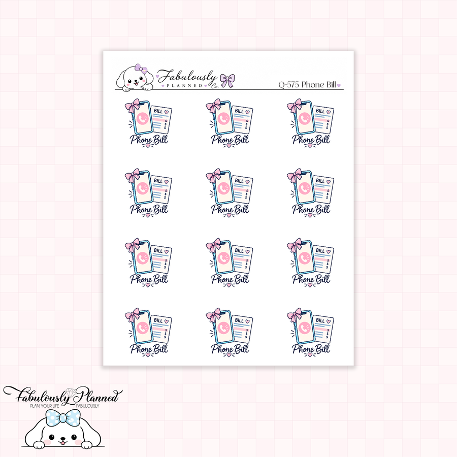Phone Bill Planner Stickers