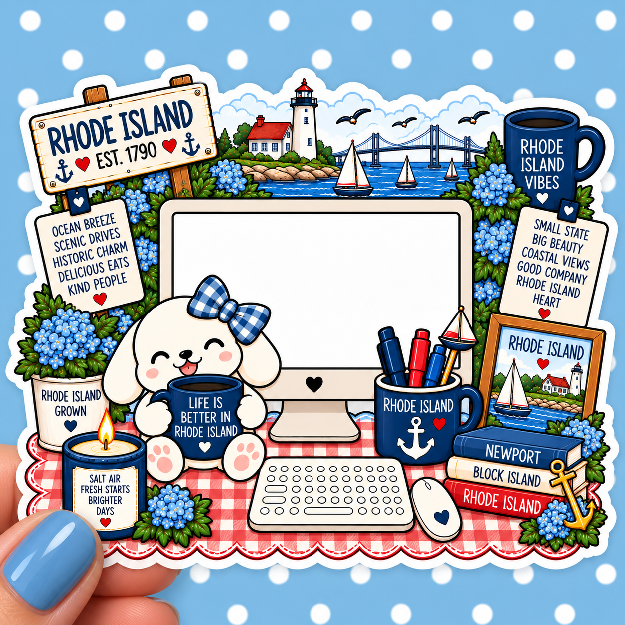 Rhode Island State Desktop Vinyl Decal