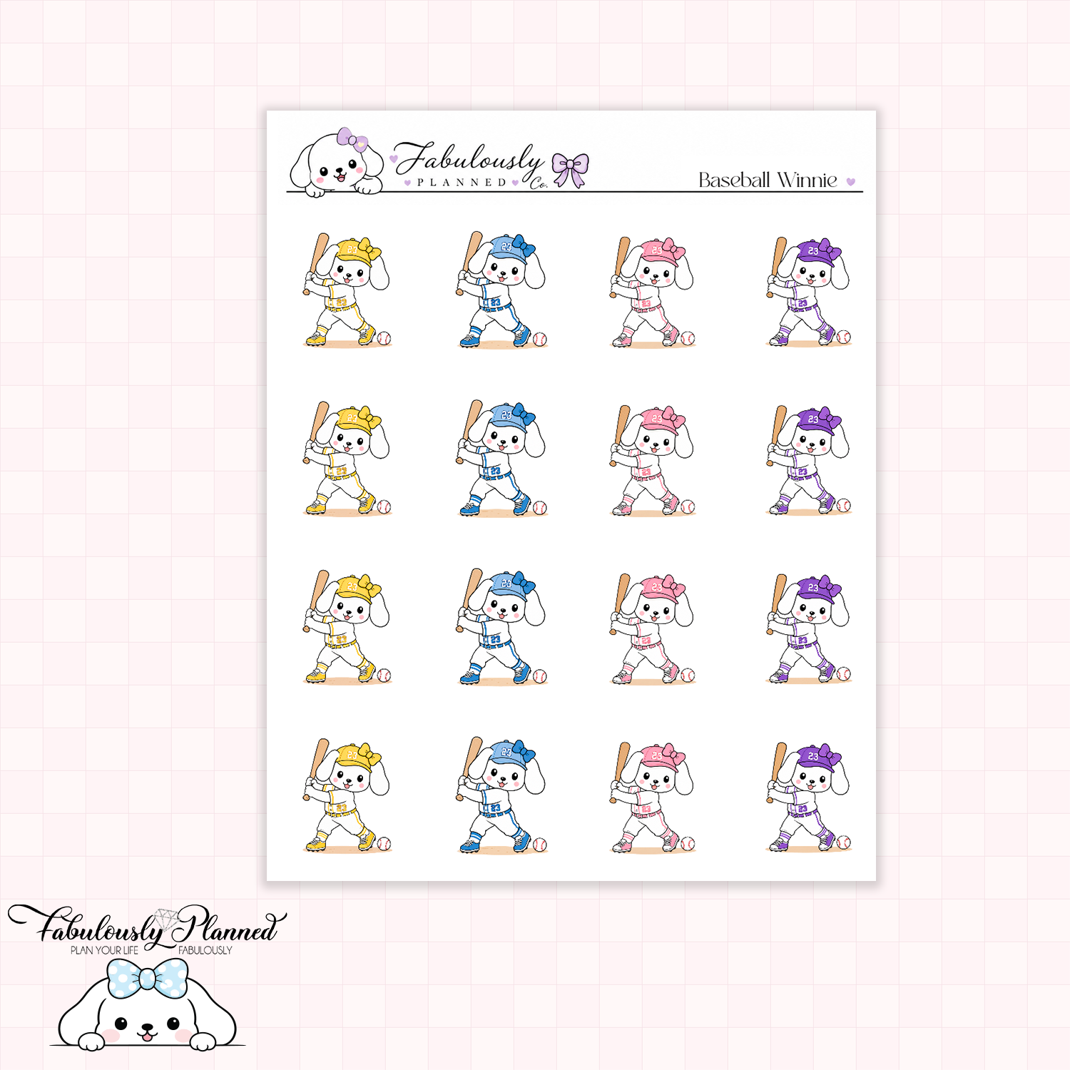 Baseball Winnie Stickers