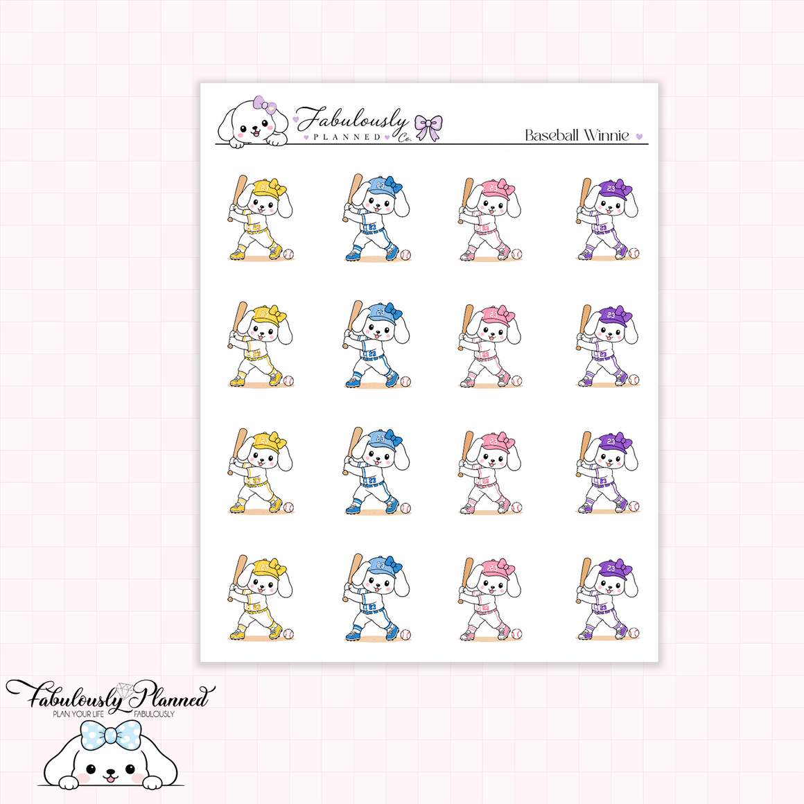 Baseball Winnie Stickers