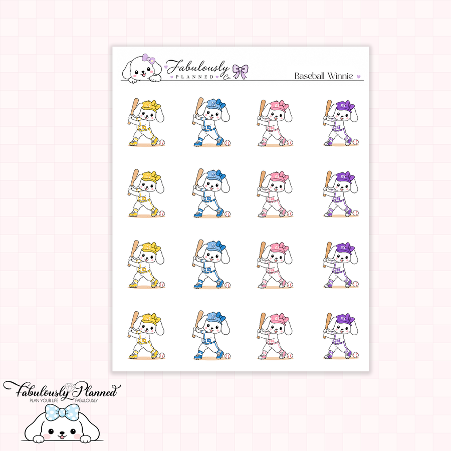 Baseball Winnie Stickers