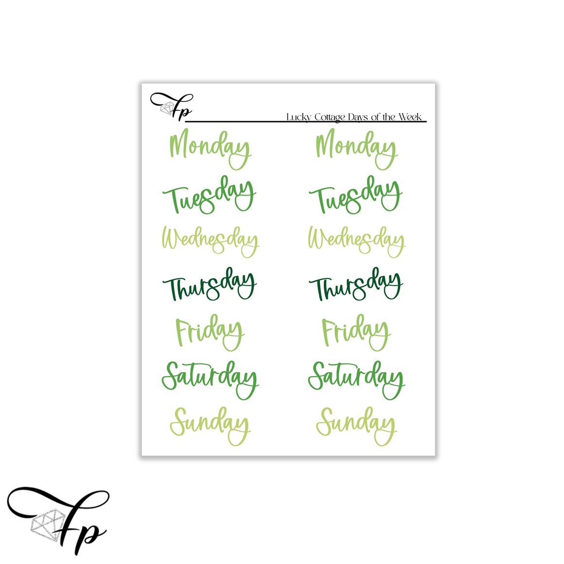 Lucky Cottage Days of the Week