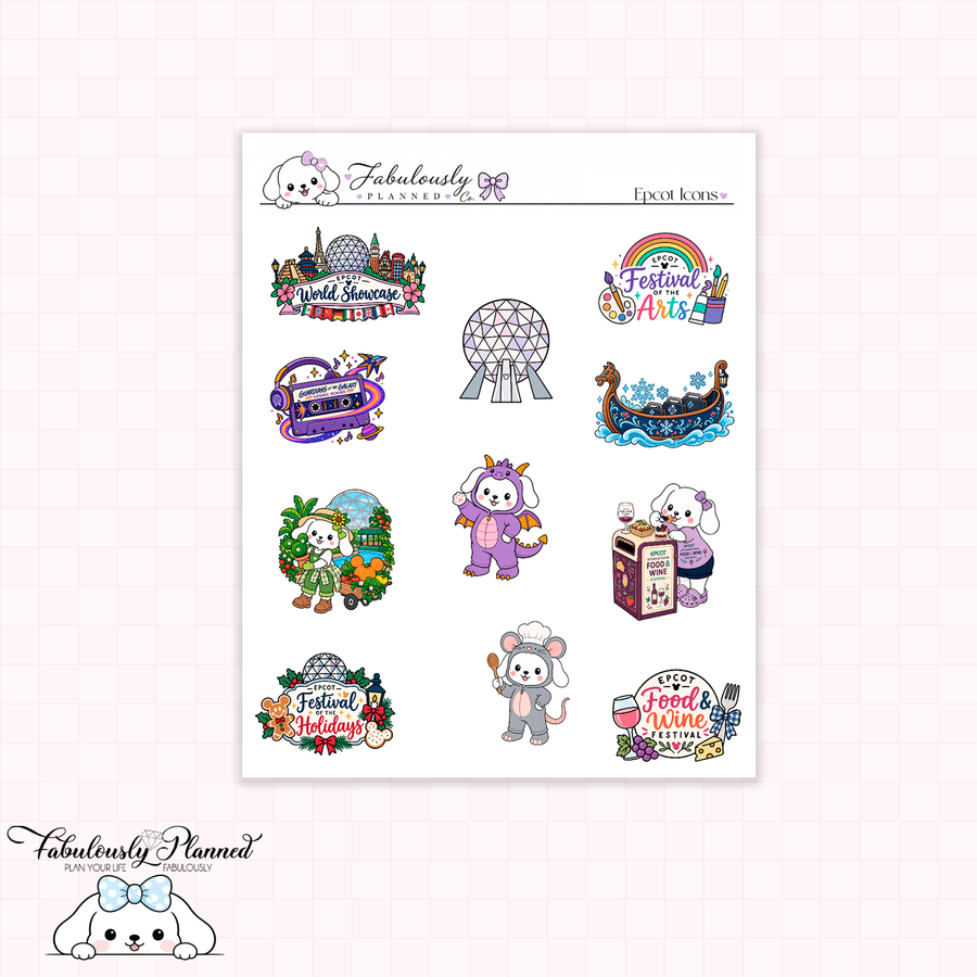 Epcot Winnie Planner Stickers