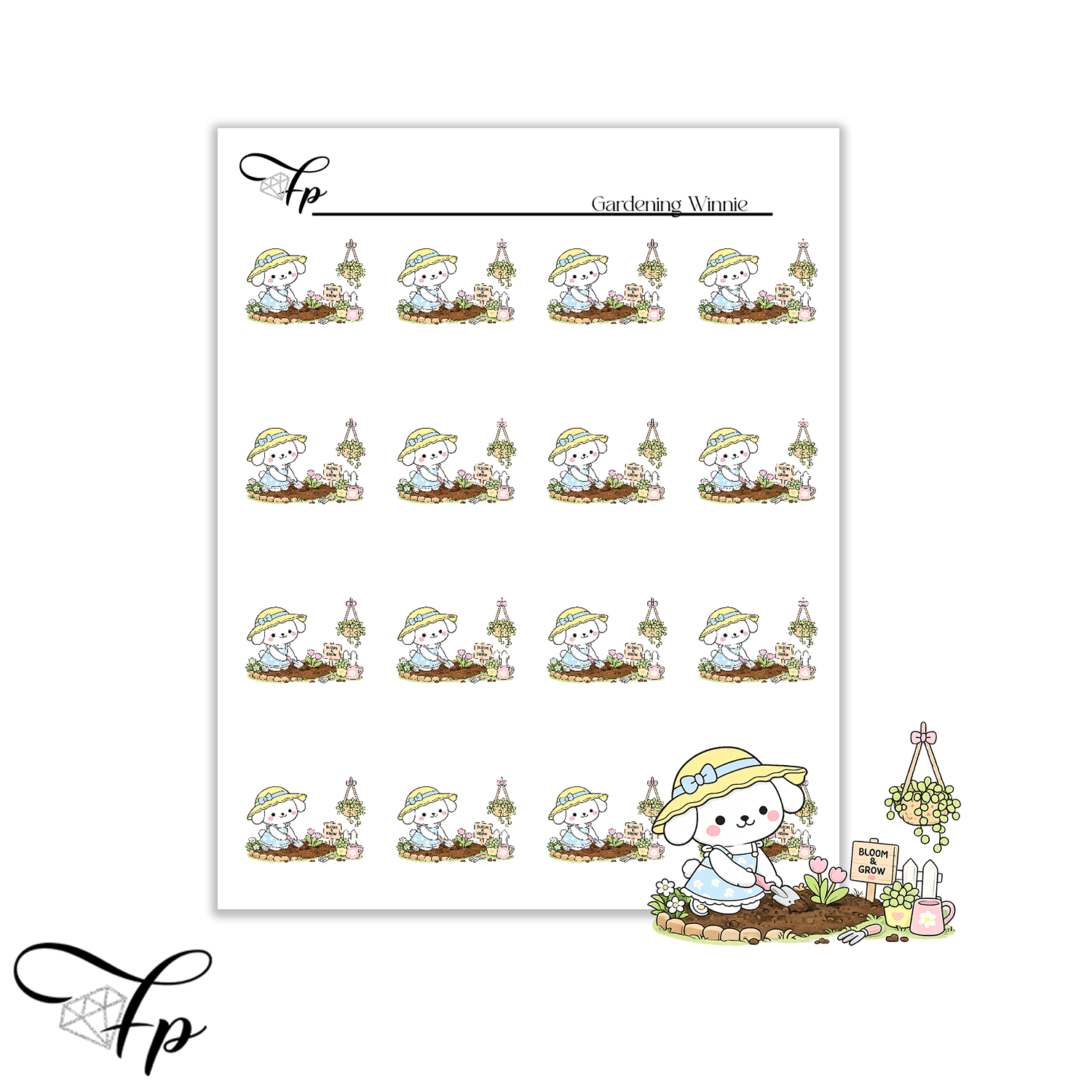 Gardening Winnie Planner Sticker Sheet | Functional Stickers | Garden Lover Gift