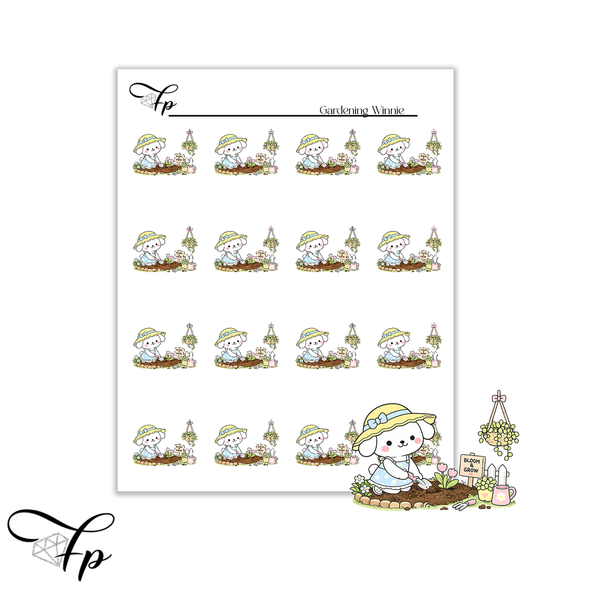 Gardening Winnie Planner Sticker Sheet | Functional Stickers | Garden Lover Gift