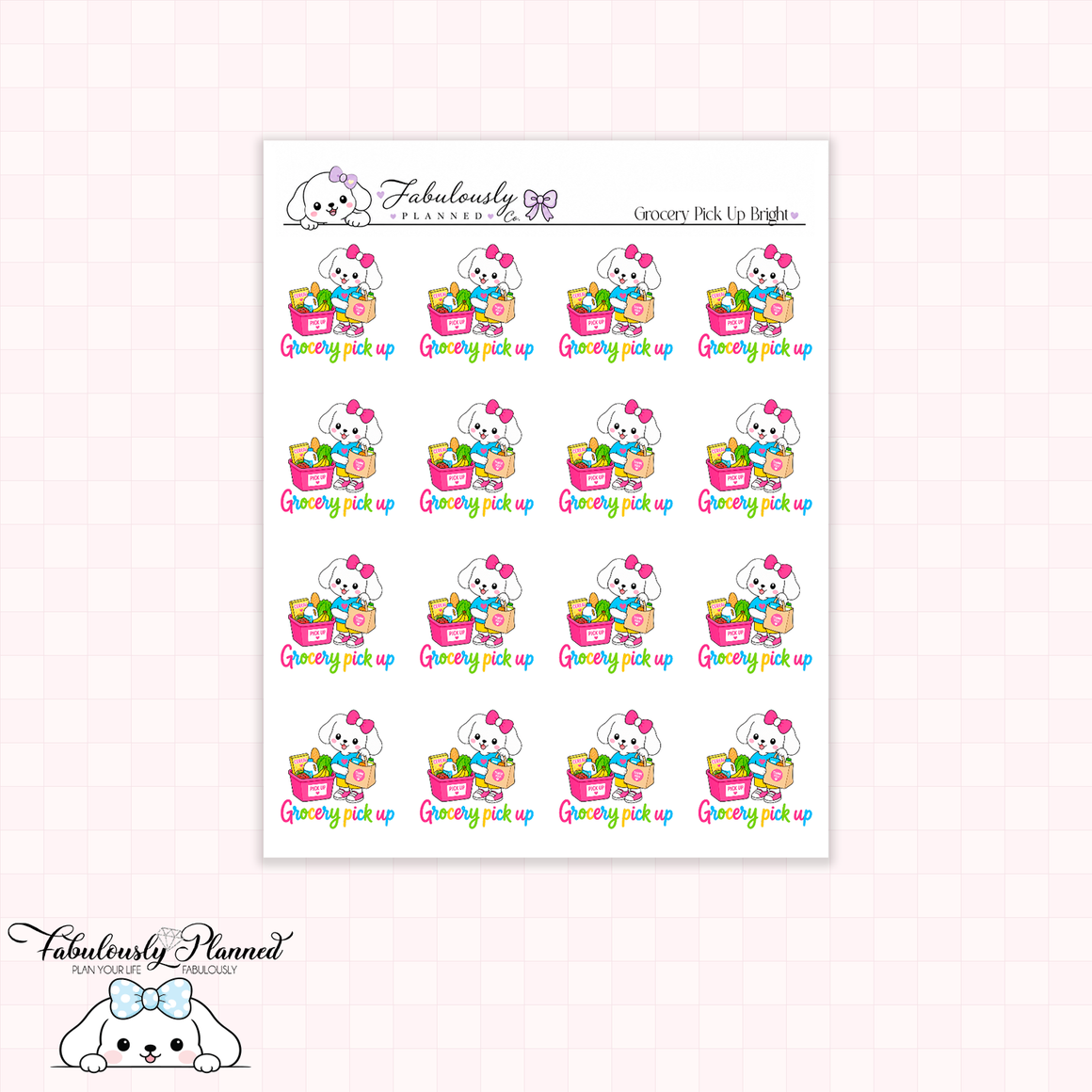 Grocery Pick Up Winnie Planner Stickers (bright)